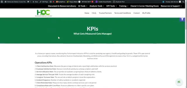 List of KPIs for homecare agencies